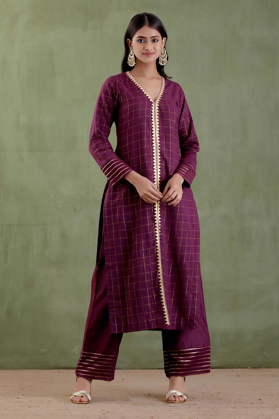 Sita Devi Wine Kurta Set