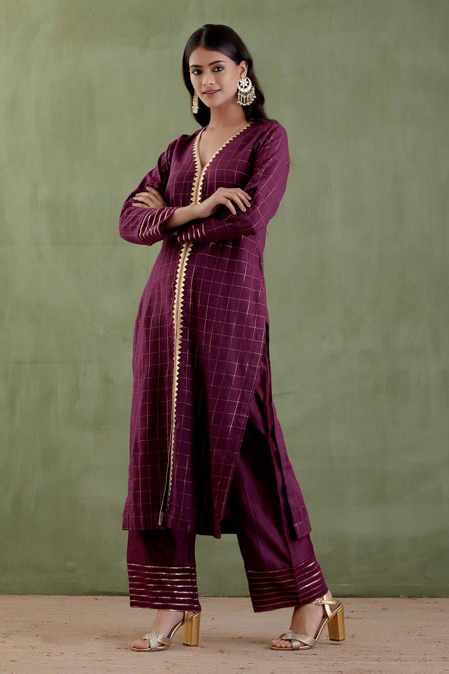 Sita Devi Wine Kurta Set