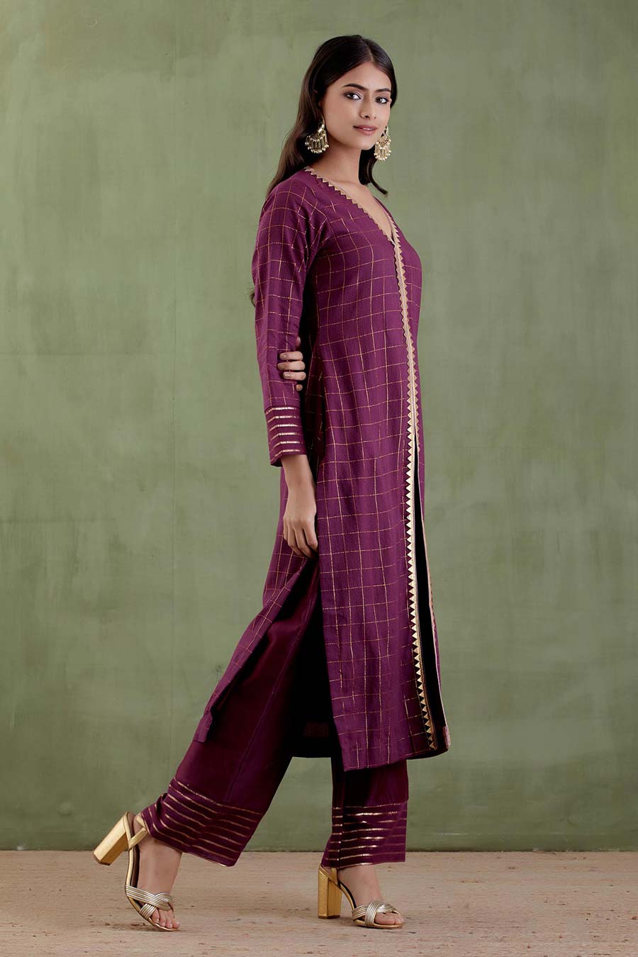 Sita Devi Wine Kurta Set