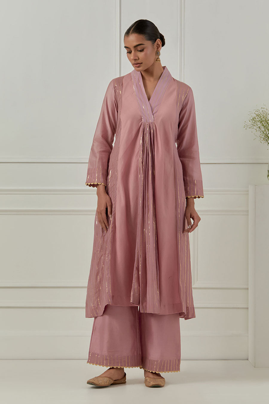 Sudhira Devi Purple Chanderi Lurex Kurta Set