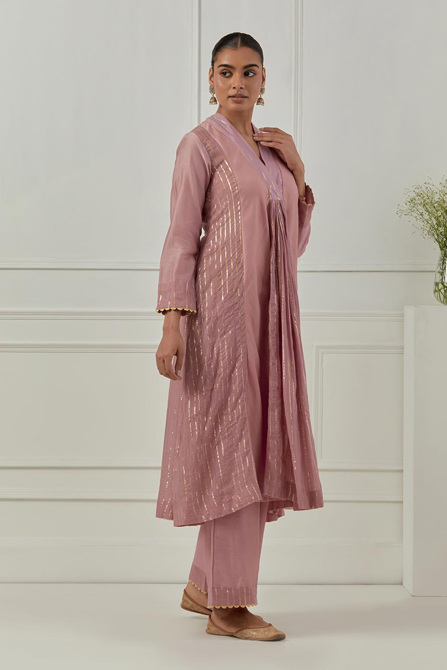 Sudhira Devi Purple Chanderi Lurex Kurta Set