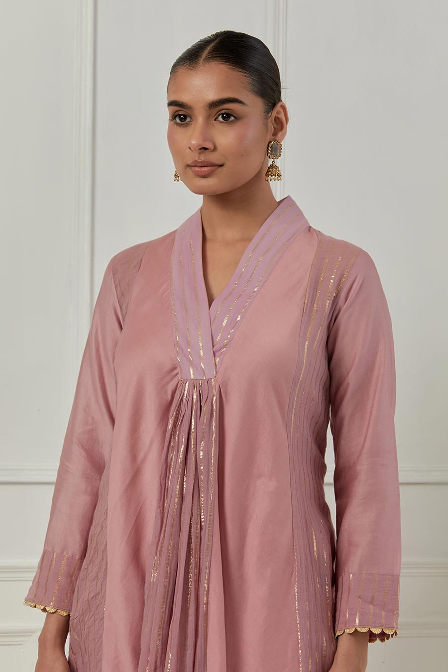 Sudhira Devi Purple Chanderi Lurex Kurta Set