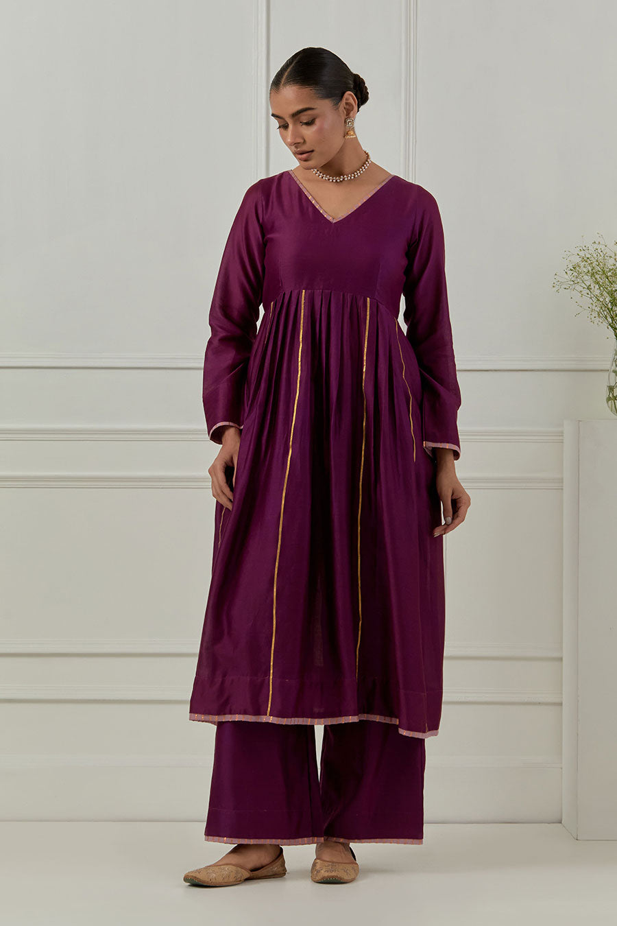 Hansa Bai Aubergine Embelished Kurta Set