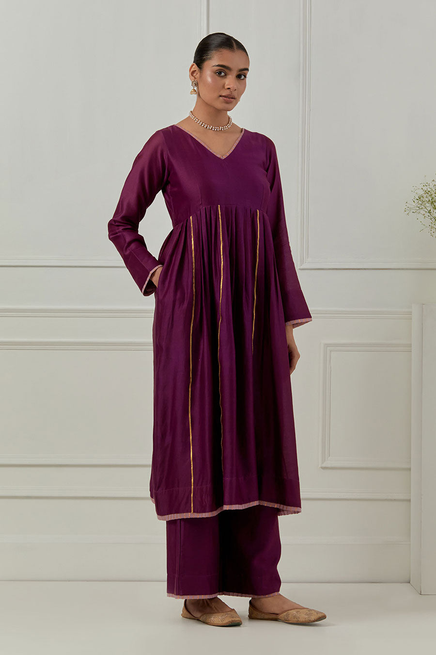 Hansa Bai Aubergine Embelished Kurta Set