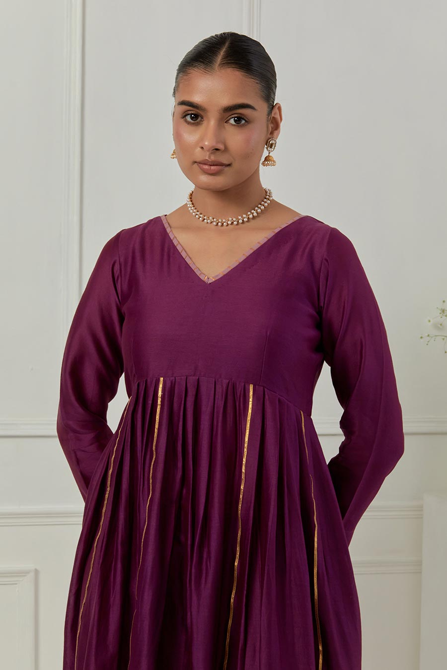 Hansa Bai Aubergine Embelished Kurta Set