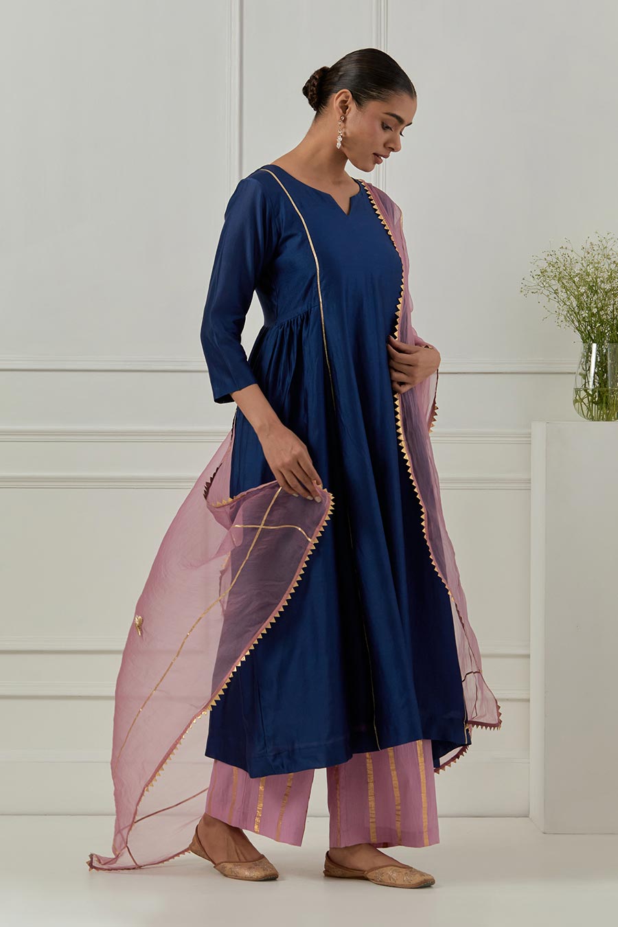 Avantibai Kurta Blue Chanderi Kurta Set