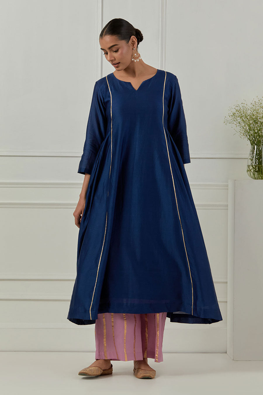 Avantibai Kurta Blue Chanderi Kurta Set