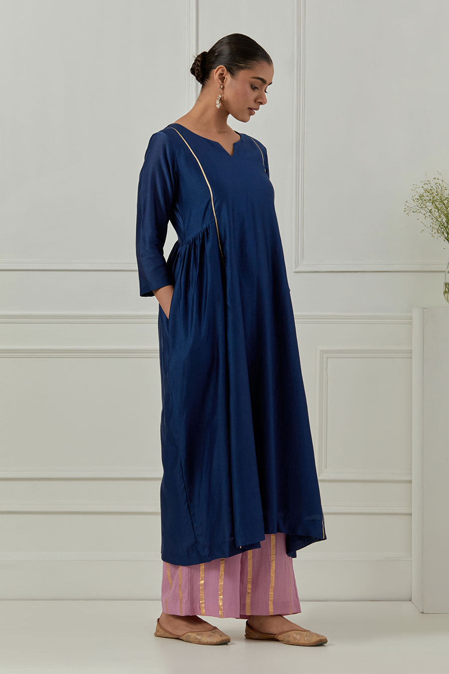 Avantibai Kurta Blue Chanderi Kurta Set