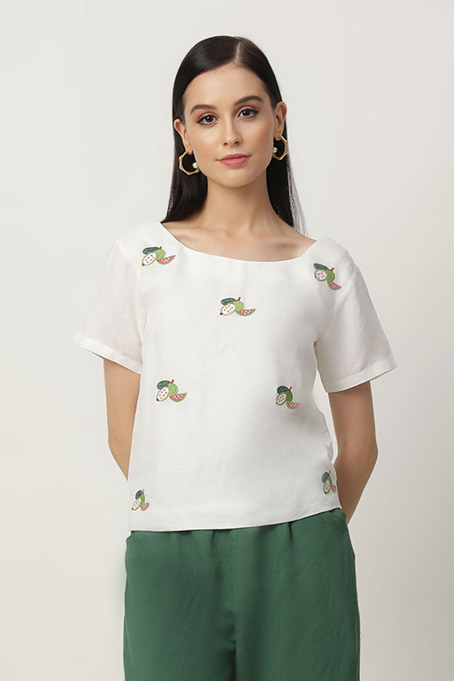 Becky Ivory Embroidered Top
