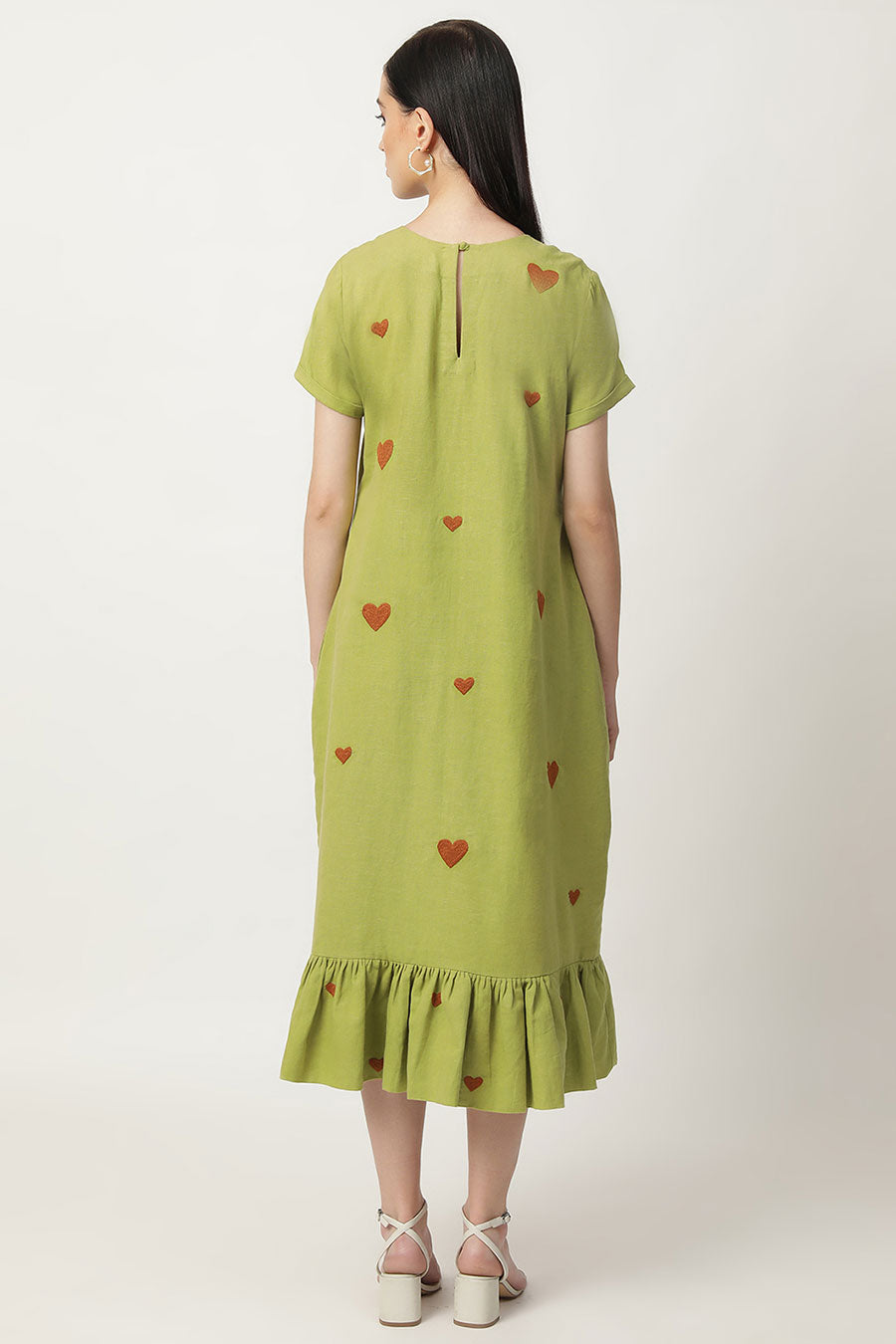 Litzy Green Embroidered Midi Dress