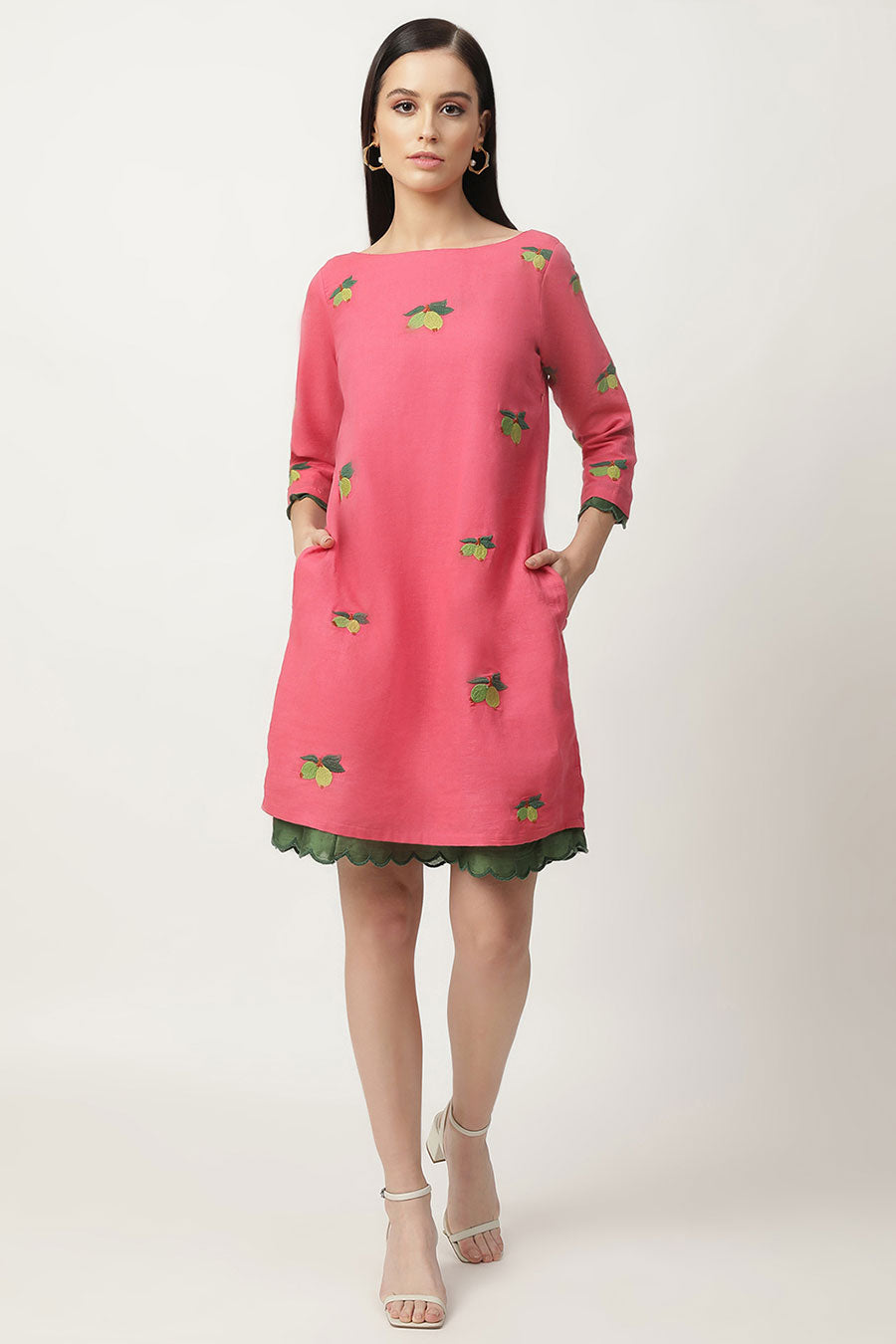 Candy Pink Embroidered Dress