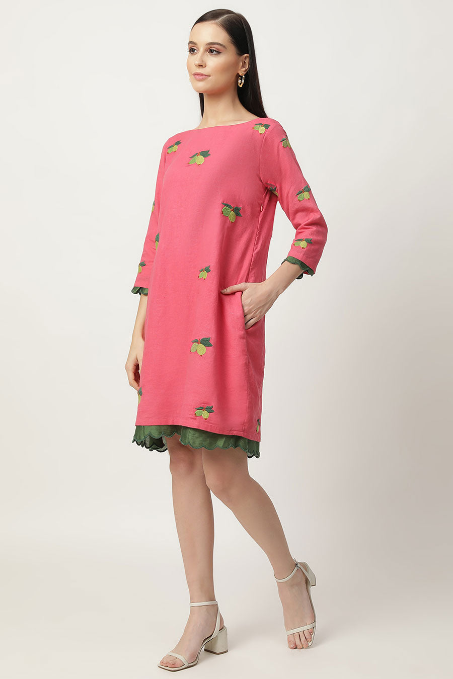 Candy Pink Embroidered Dress