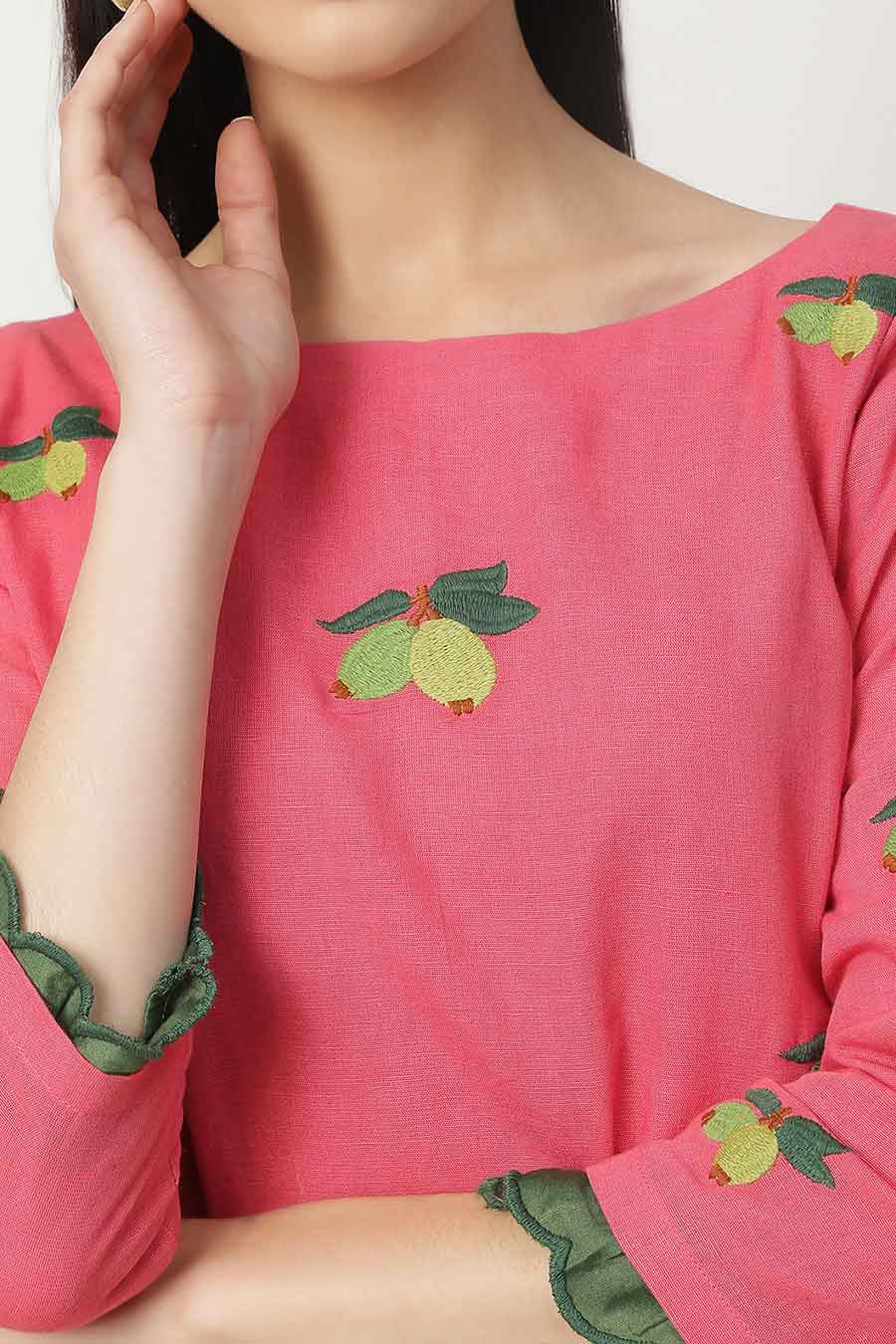 Candy Pink Embroidered Dress