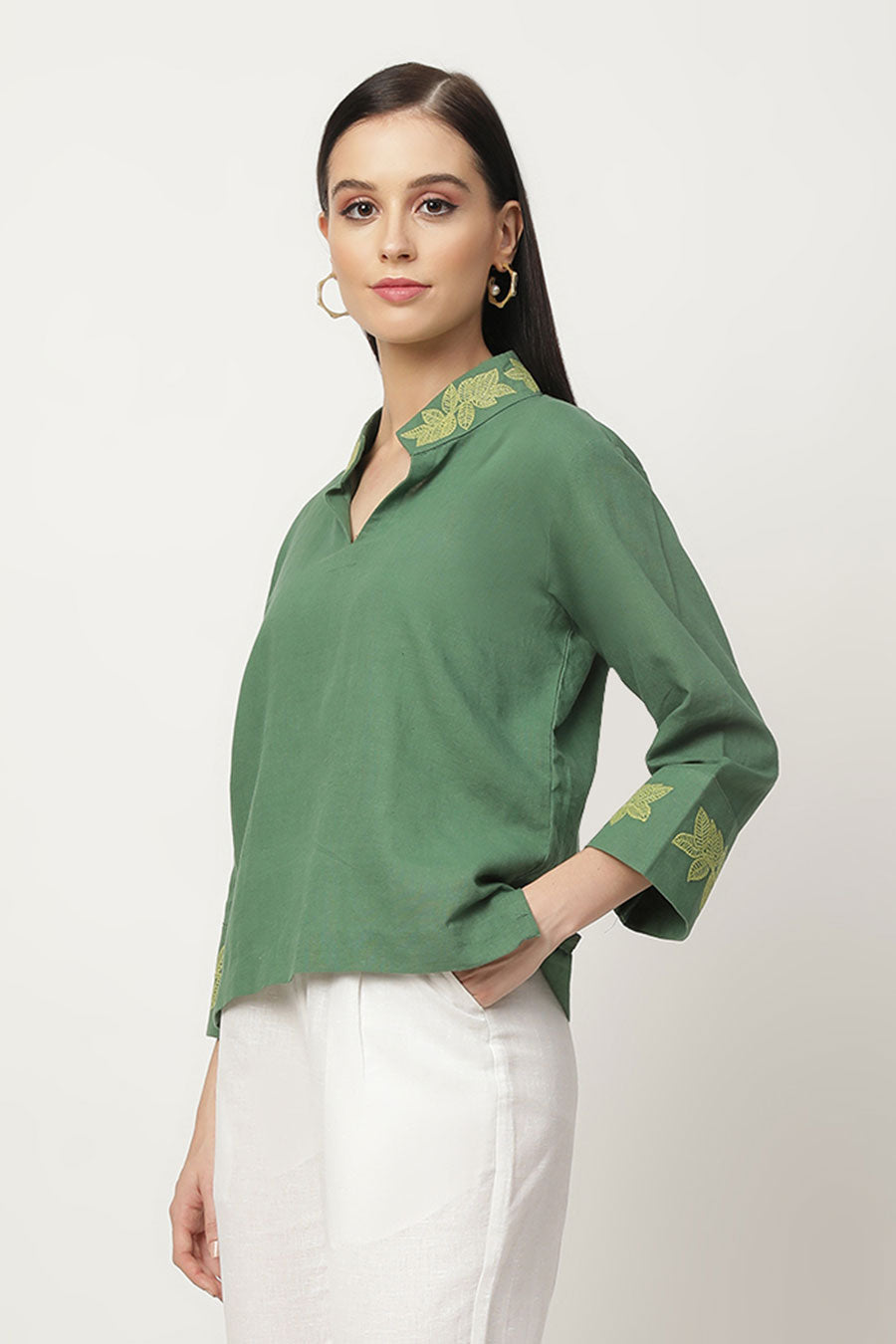 Cecily Green Embroidered Top