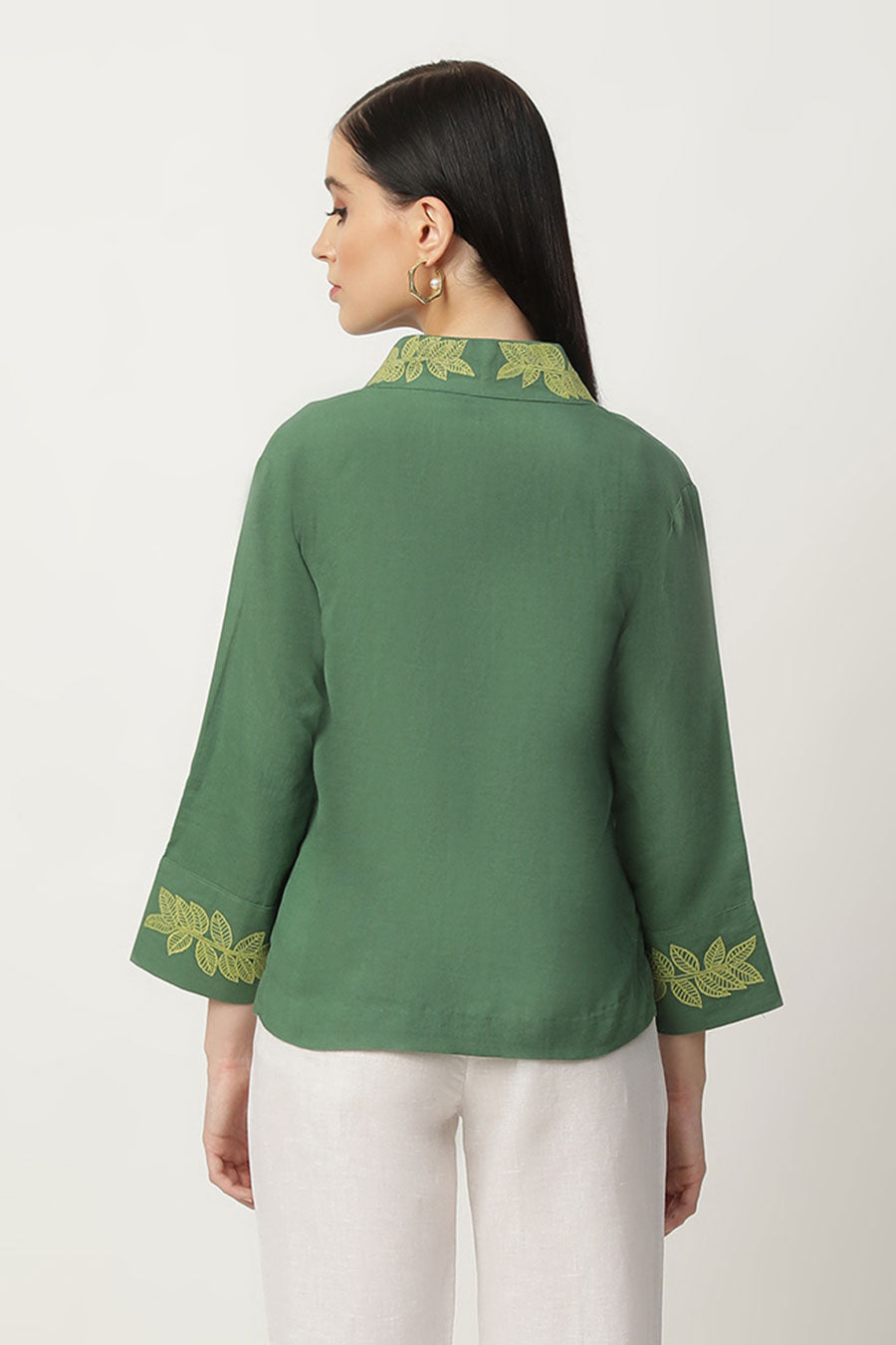 Cecily Green Embroidered Top