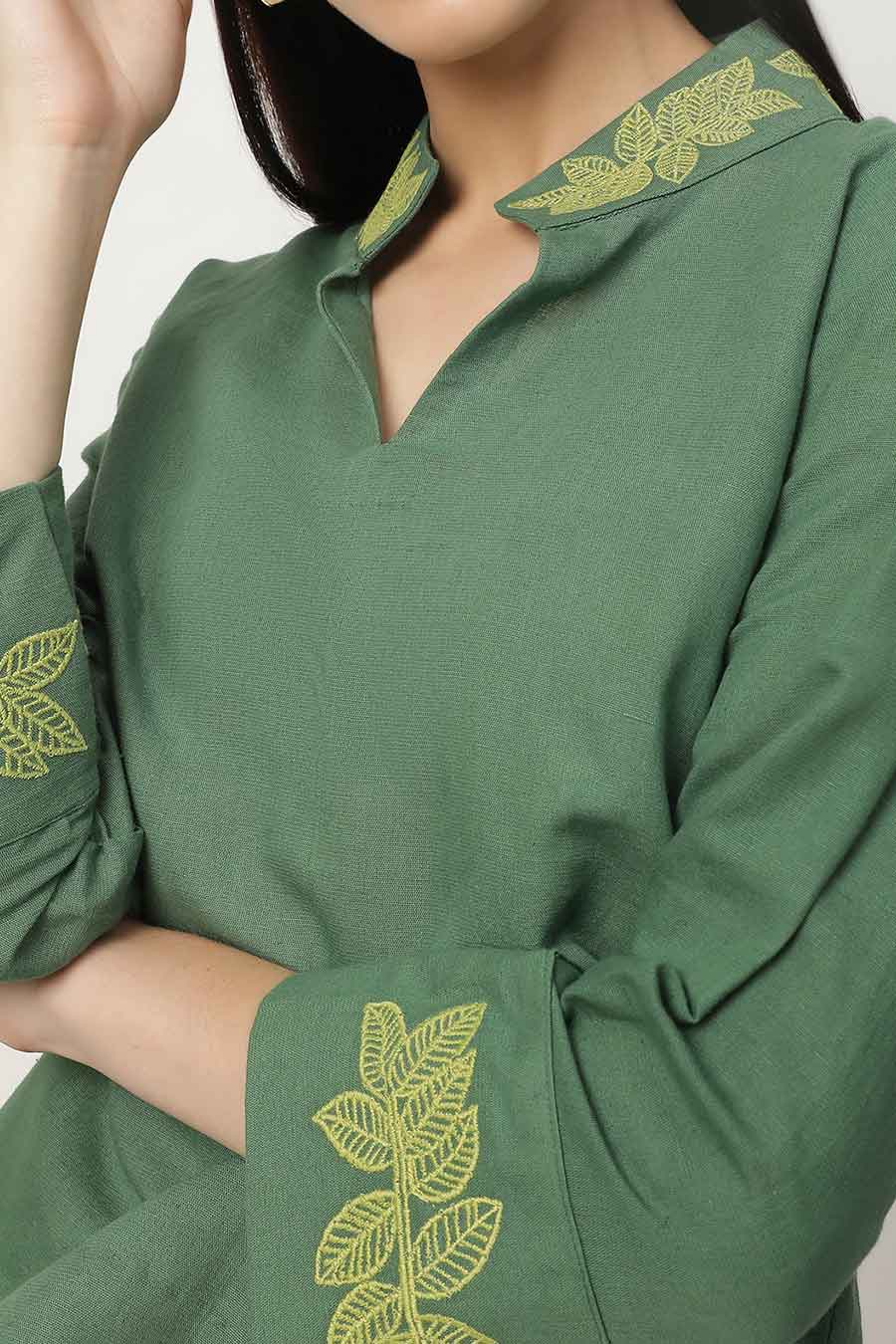 Cecily Green Embroidered Top