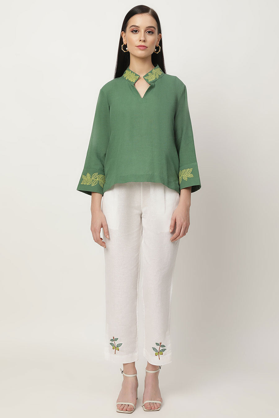 Cecily Green Embroidered Top