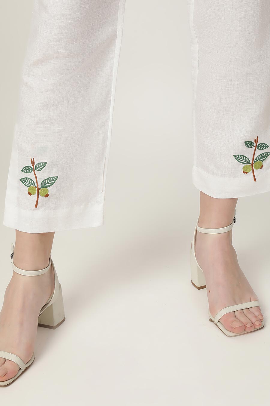 Cindy Ivory Embroidered Pants