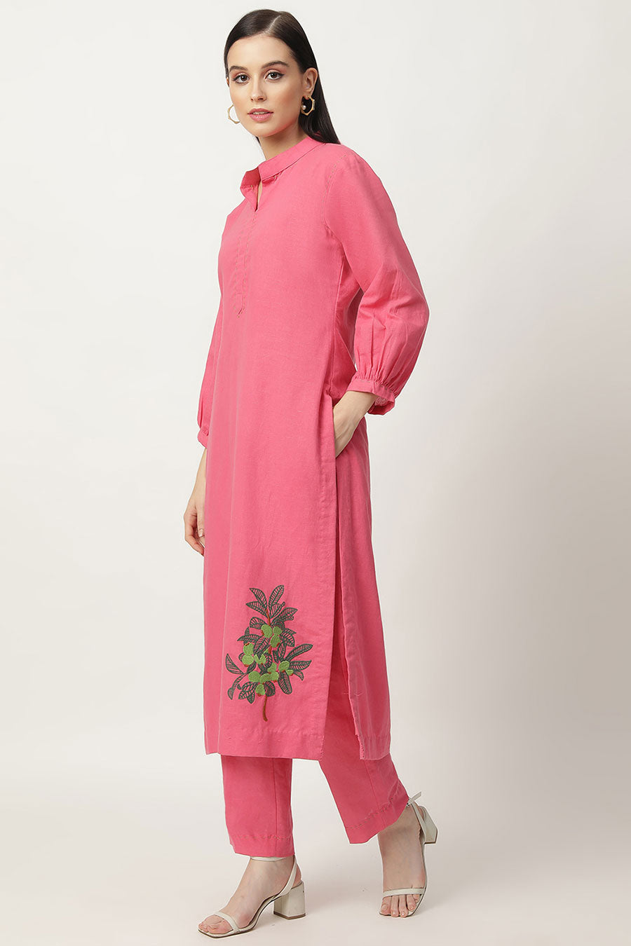 Milady Pink Embroidered Kurta Set