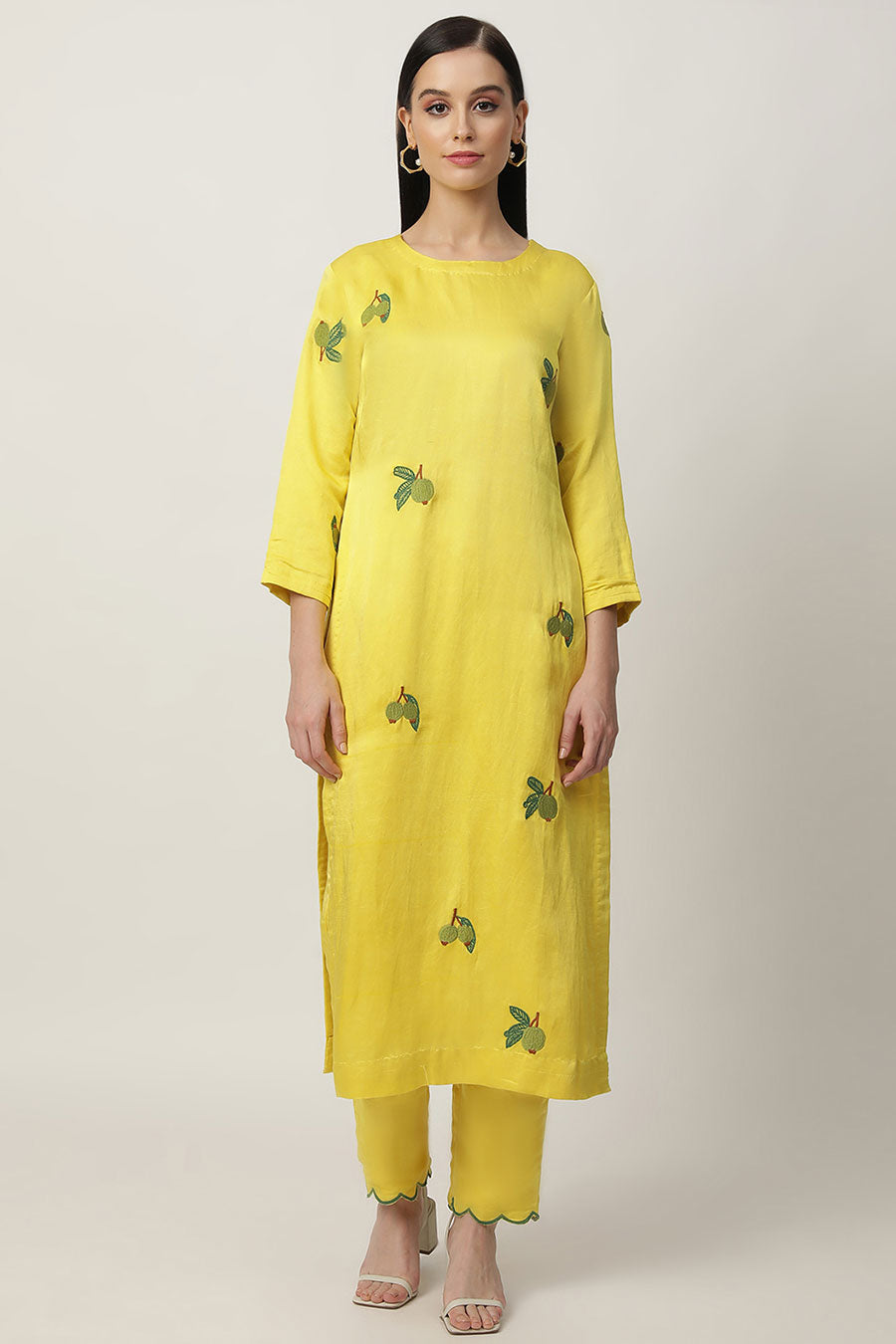 Leslie Yellow Embroidered Kurta Set