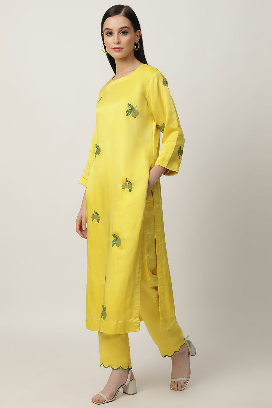 Leslie Yellow Embroidered Kurta Set