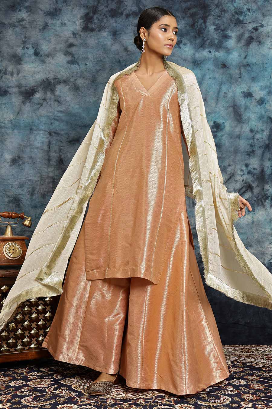 Light Pink Banarasi Silk Kurta Set