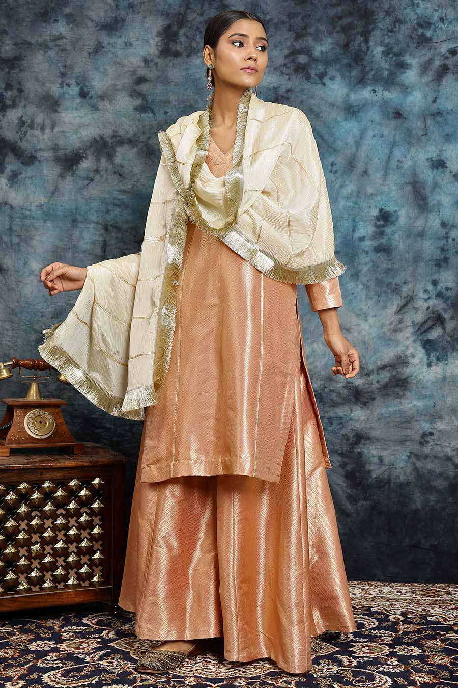 Light Pink Banarasi Silk Kurta Set