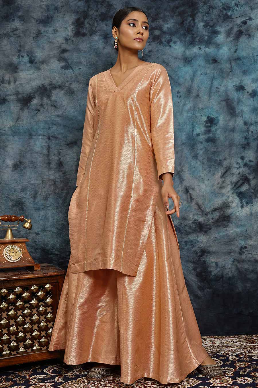 Light Pink Banarasi Silk Kurta Set