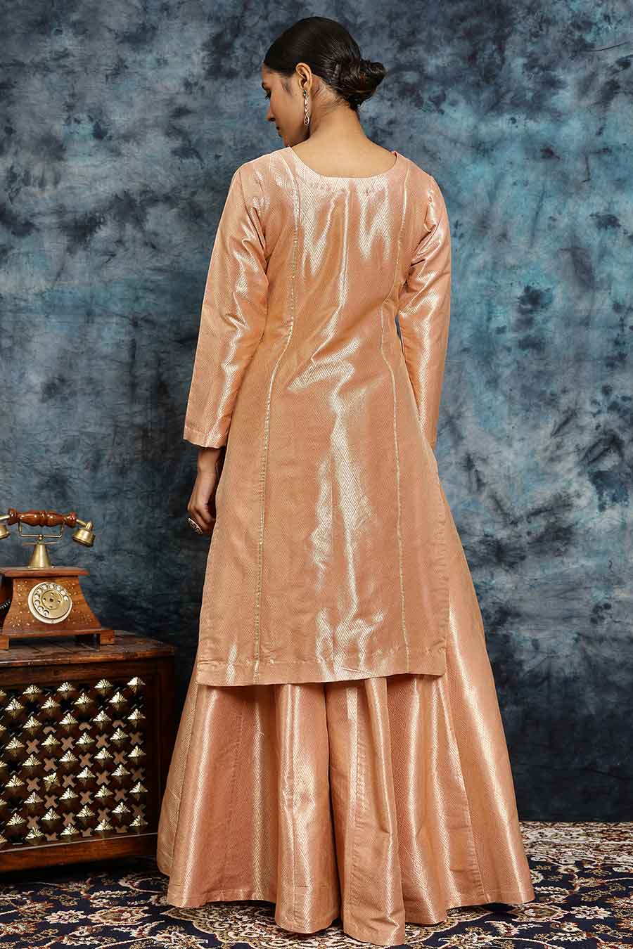 Light Pink Banarasi Silk Kurta Set