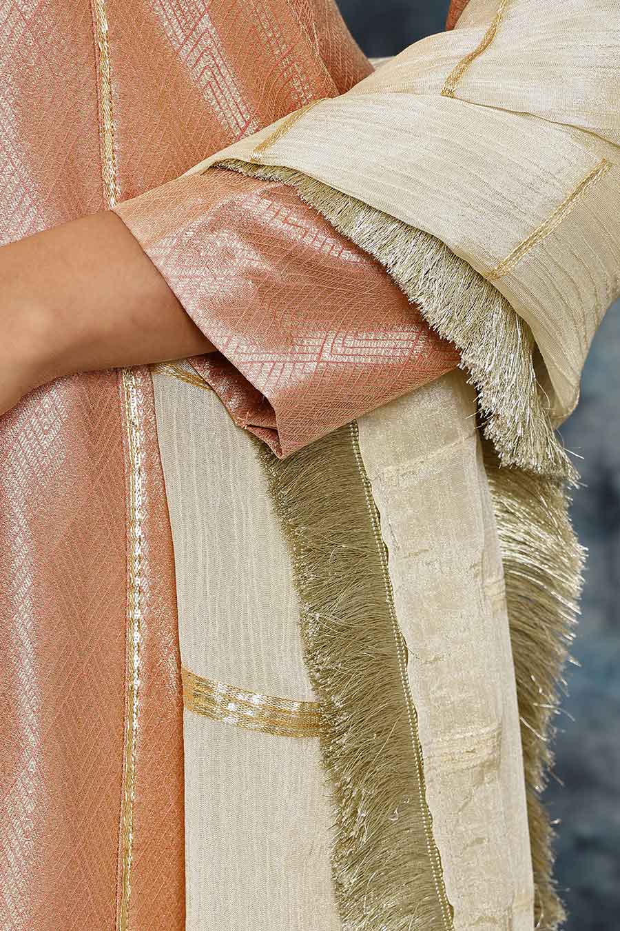 Light Pink Banarasi Silk Kurta Set
