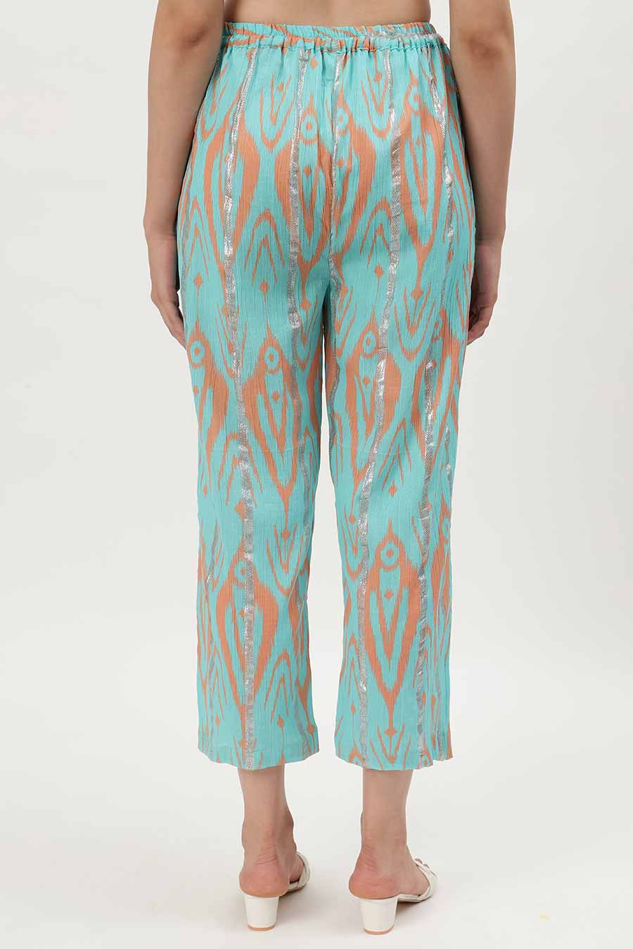 Blue Lurex Ikat Print Co-Ord Set