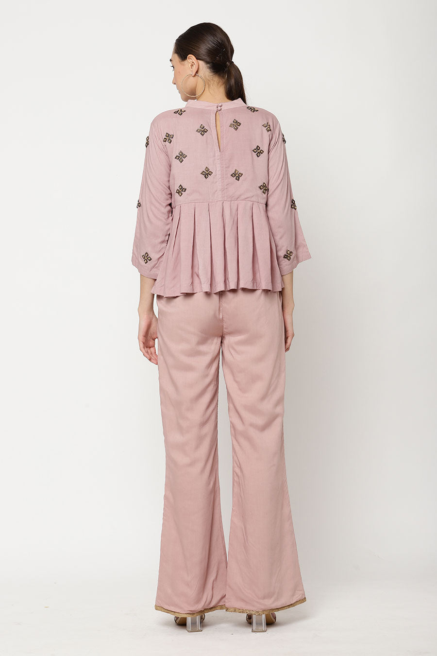 Pink Embroidered Top & Pant Co-Ord Set