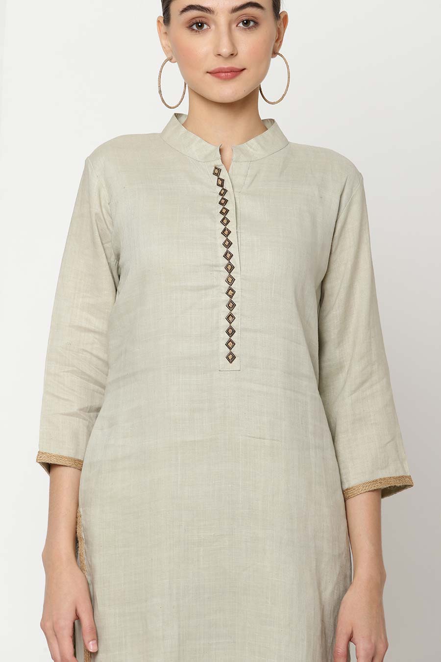 Grey Embellished Kurta Set