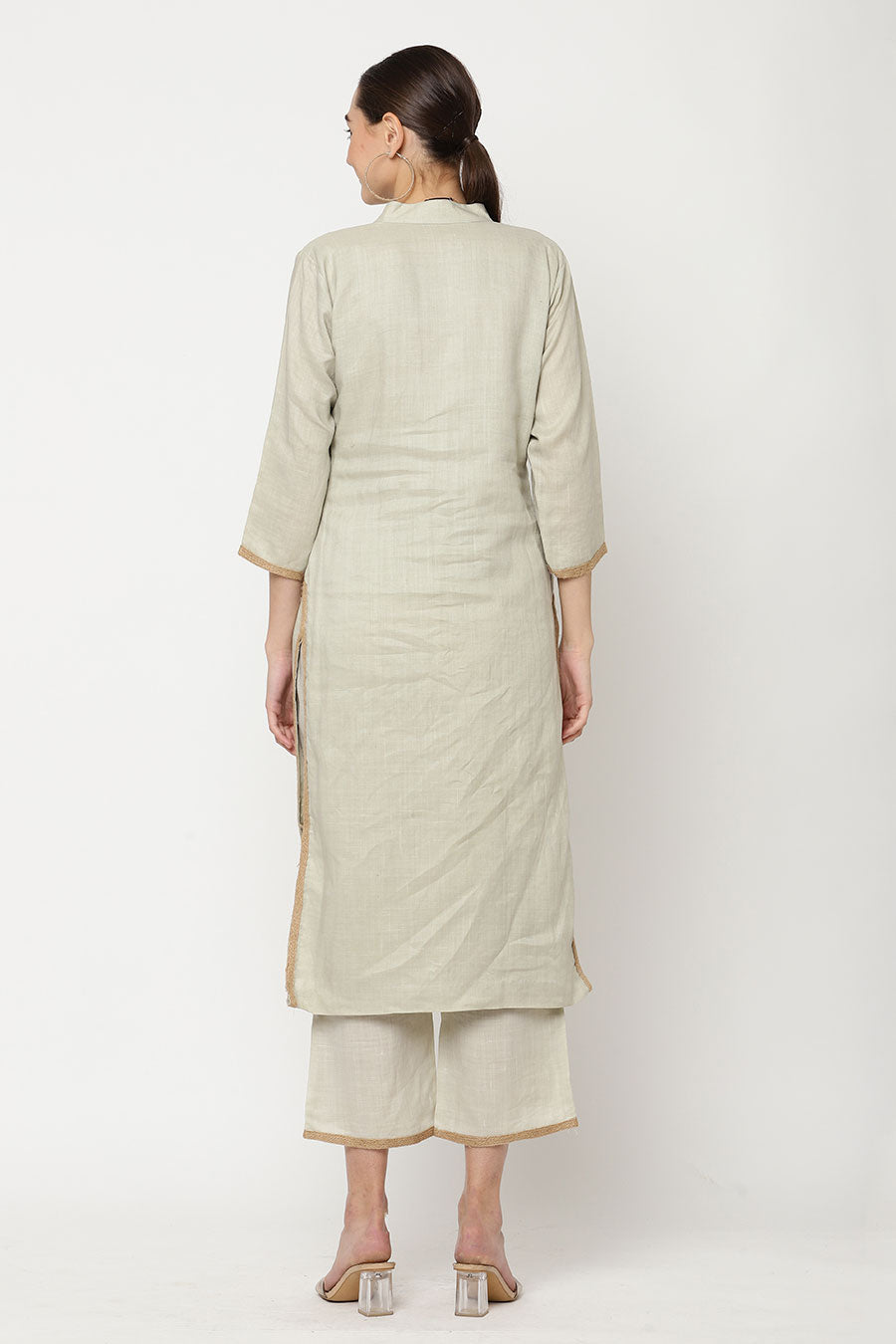 Grey Embellished Kurta Set