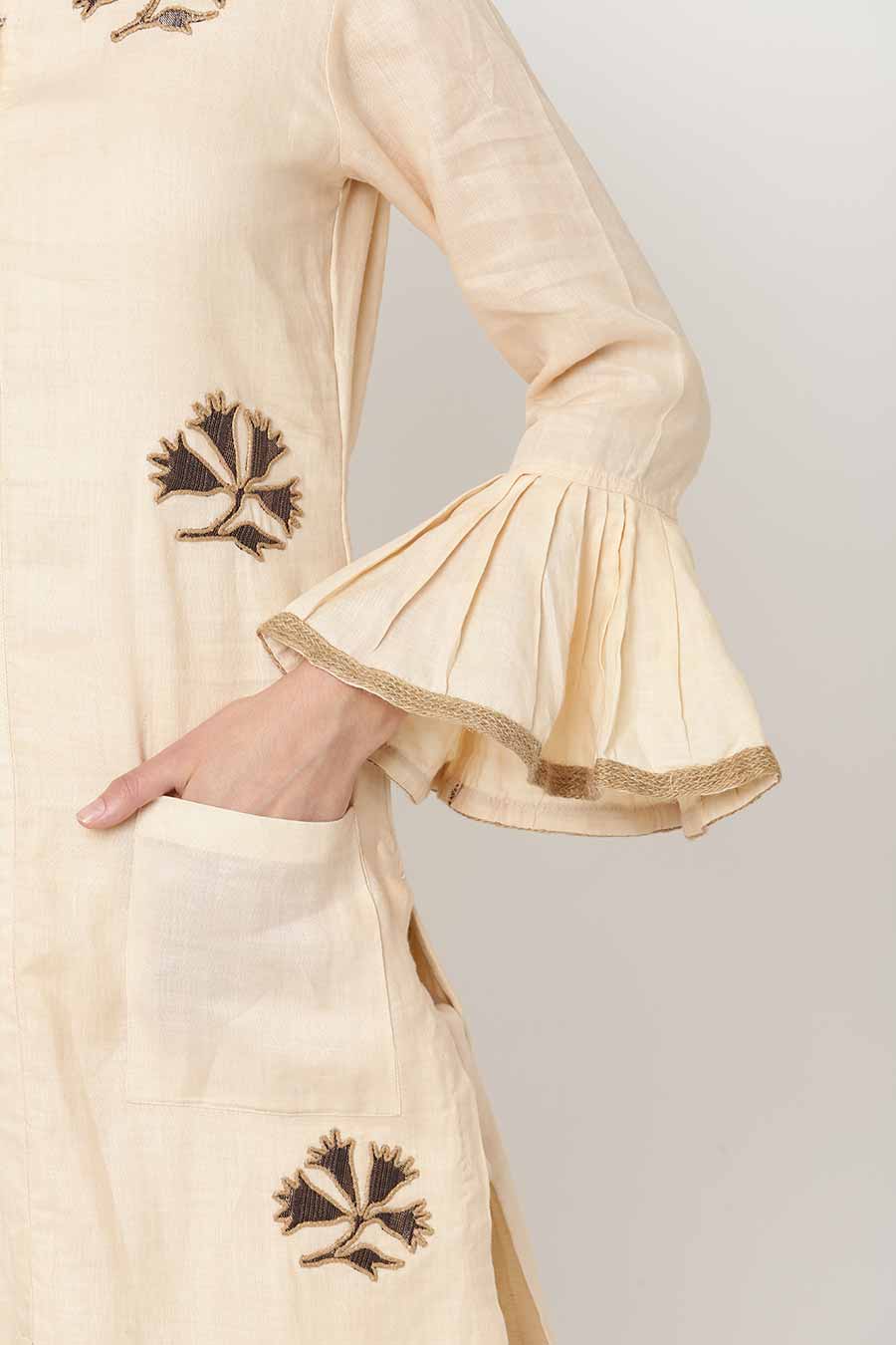 Beige & Brown Embellished Kurta Set