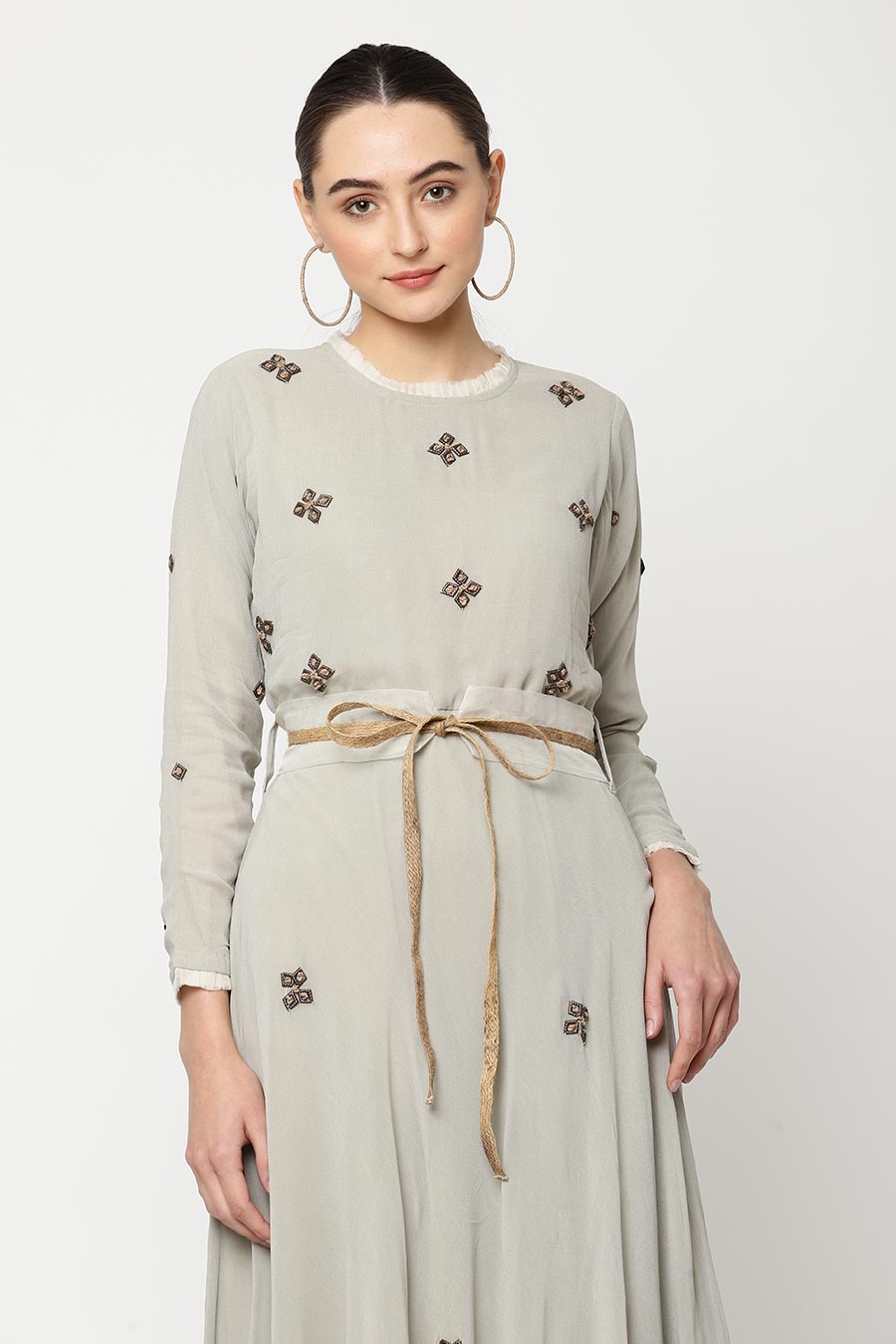 Grey Embroidered Dress