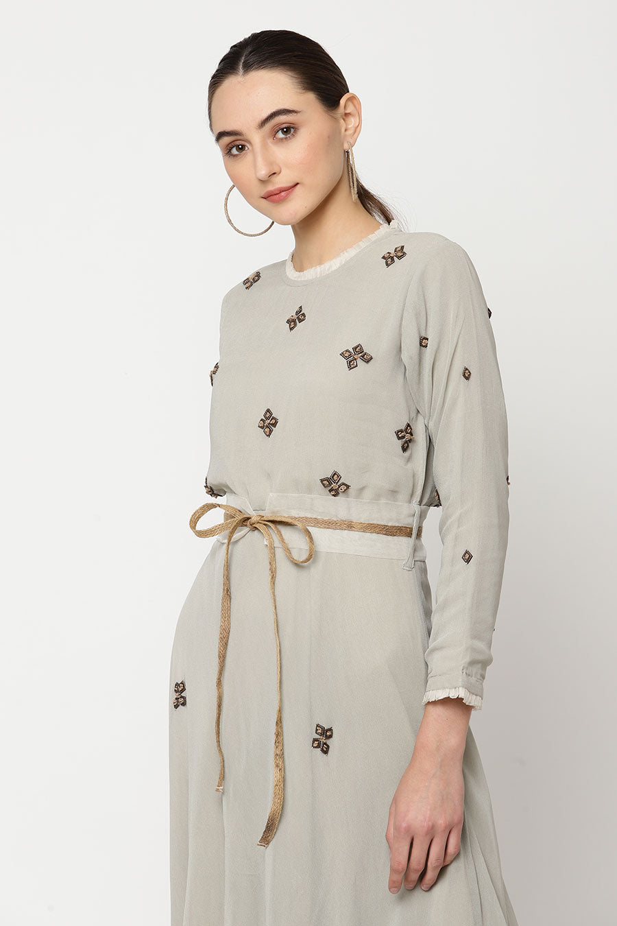 Grey Embroidered Dress