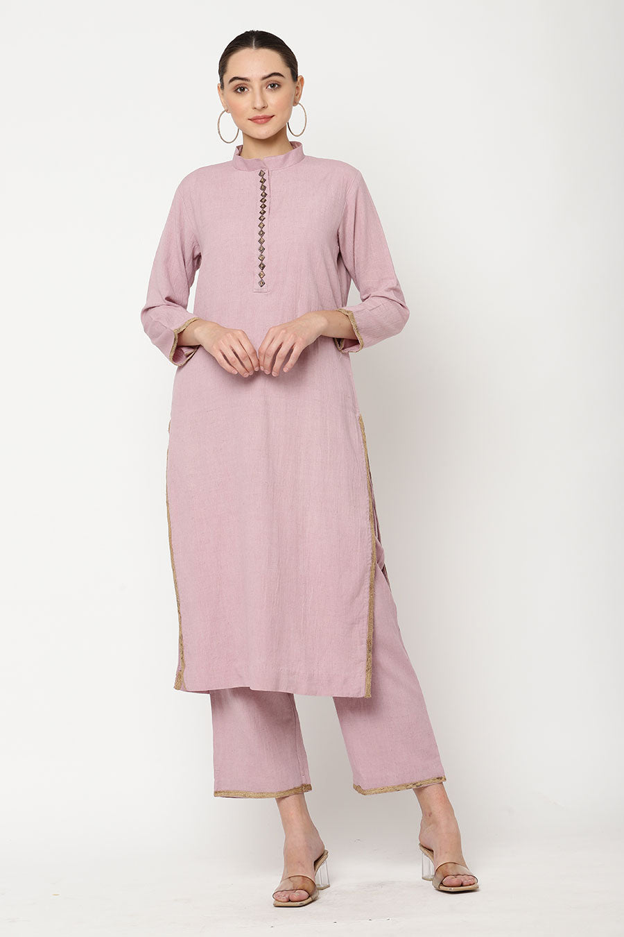 Pink Embellished Kurta Set