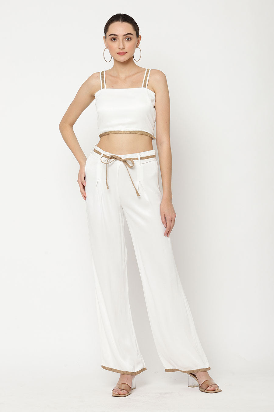 Ivory Crop Top & Pant Co-Ord Set