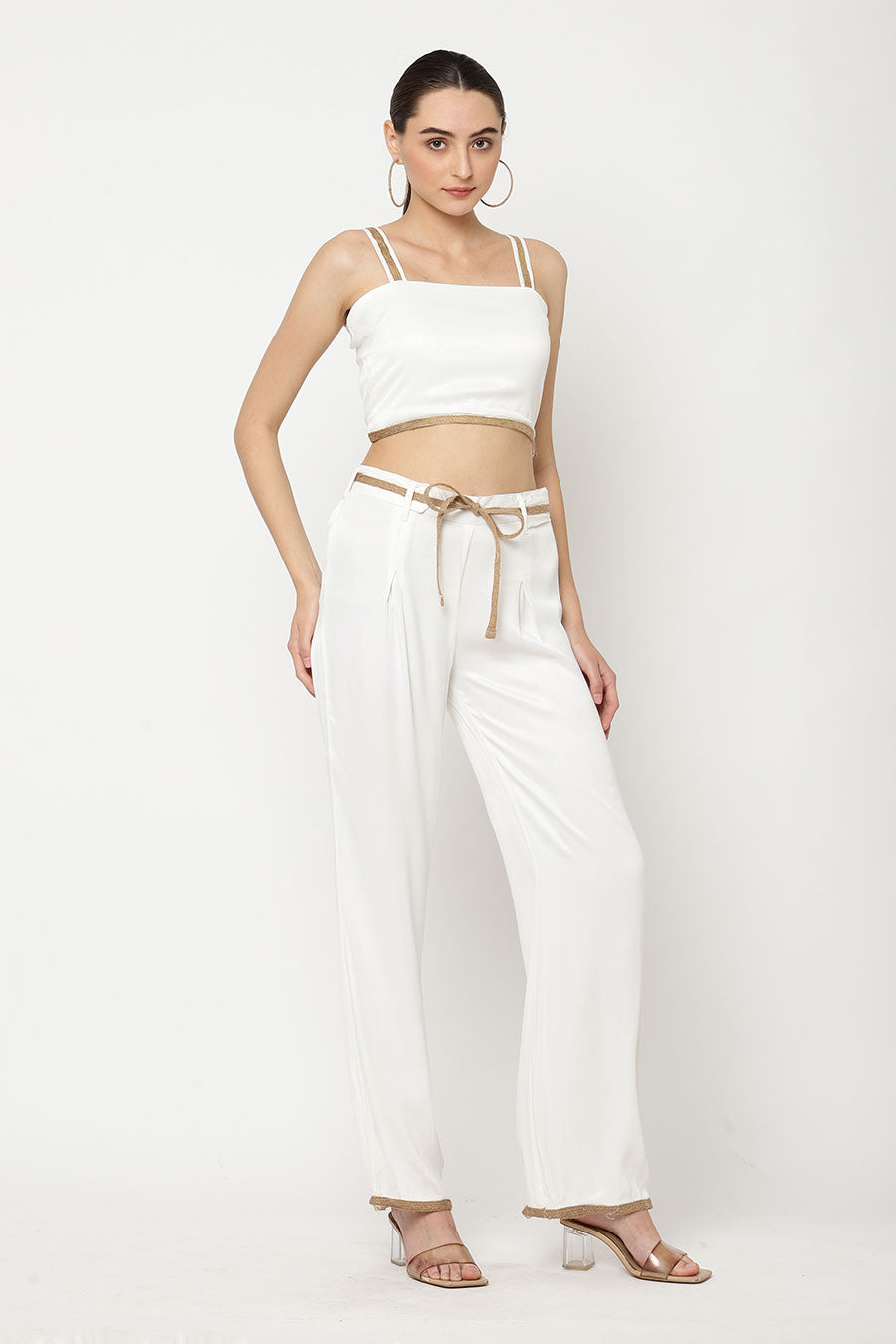 Ivory Crop Top & Pant Co-Ord Set
