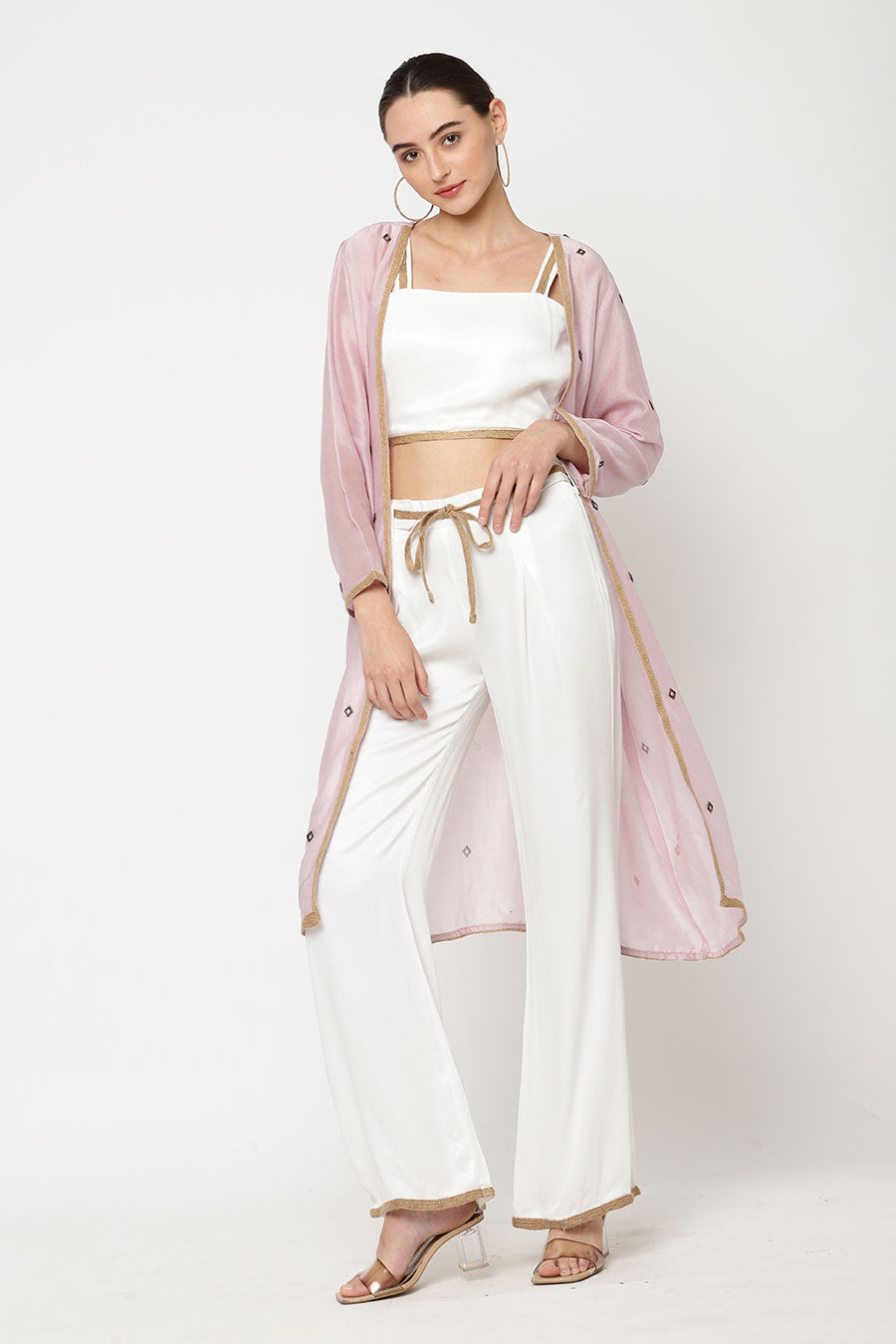 Pink Embroidered Shrug