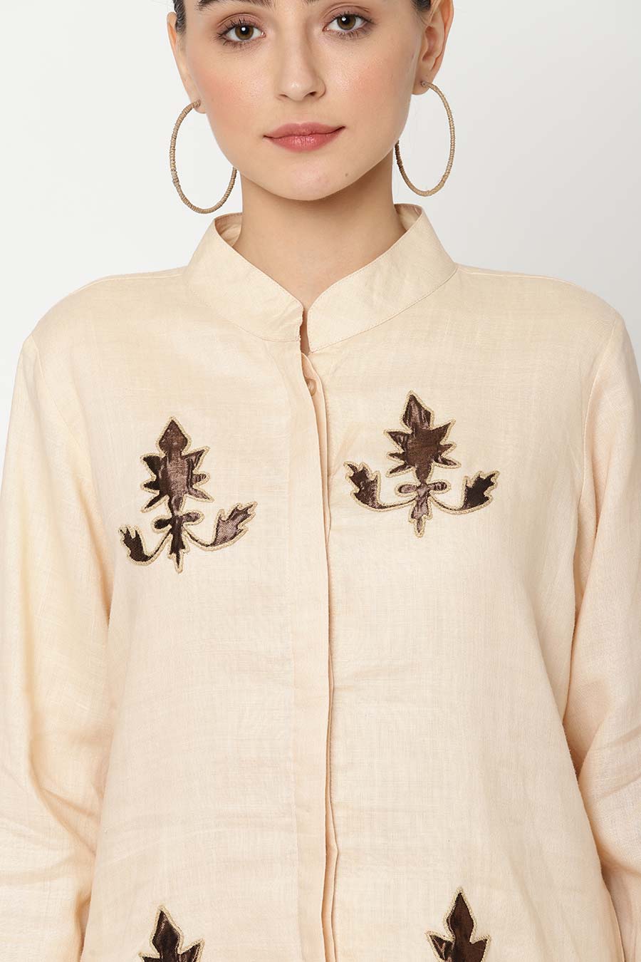 Beige Embroidered Shirt
