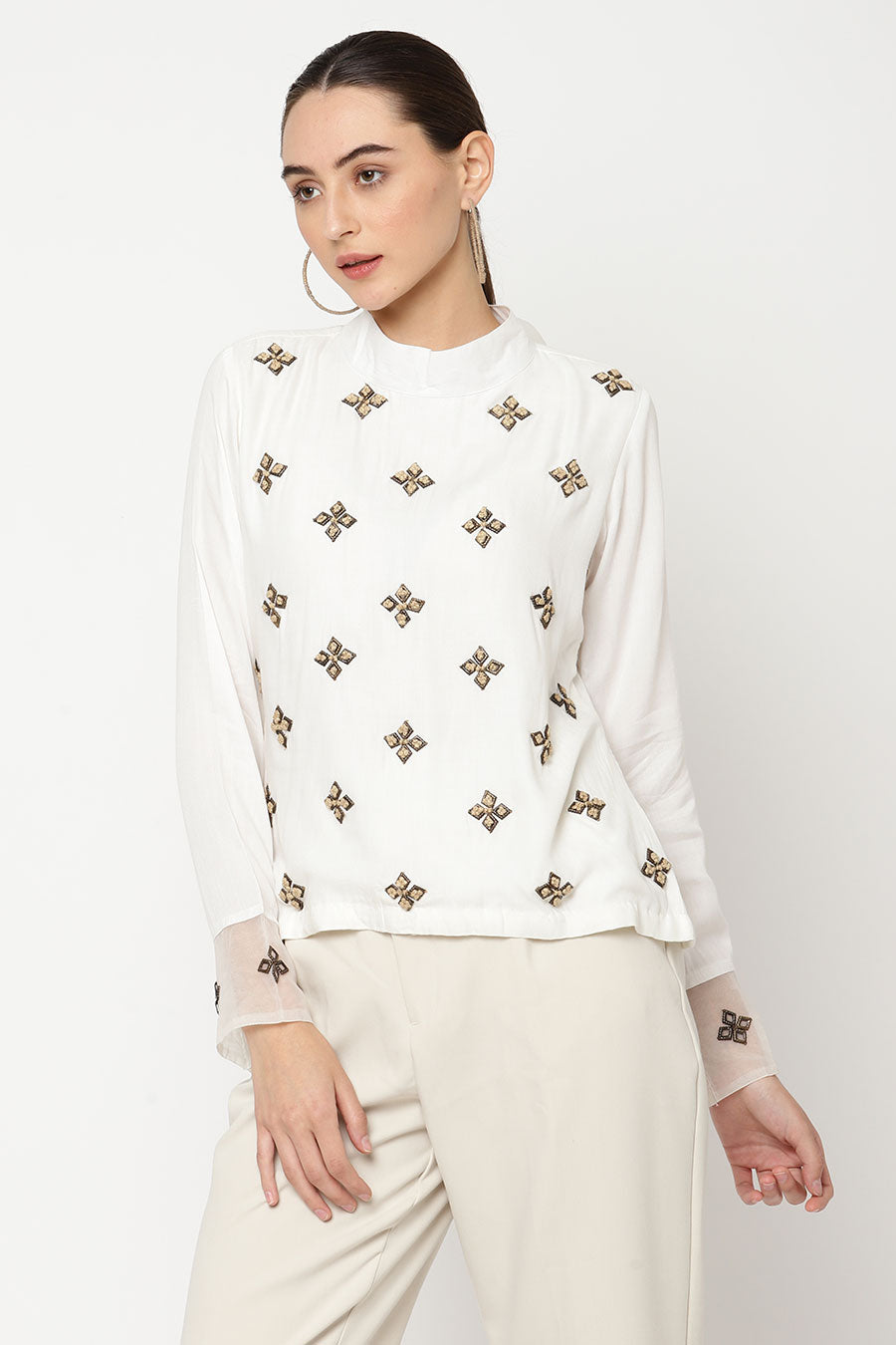 Ivory Embroidered Top