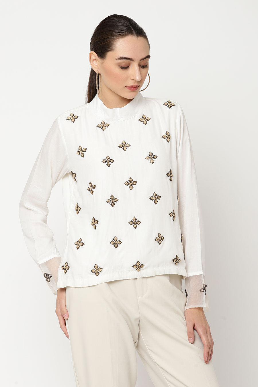 Ivory Embroidered Top