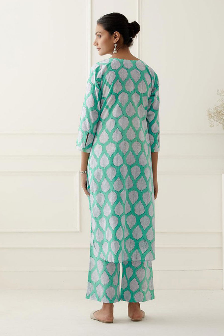 Coral Blue Printed Kurta Set