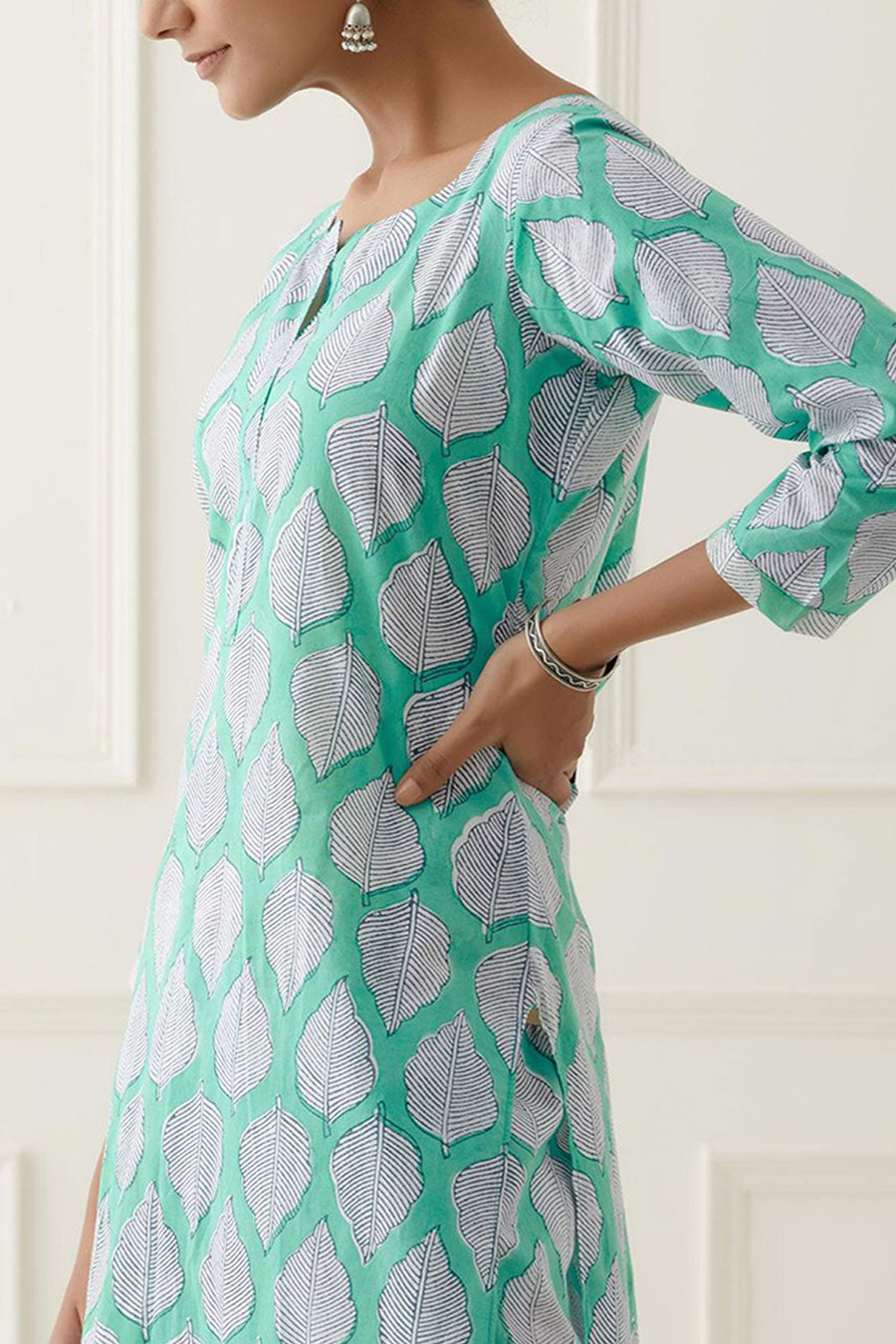 Coral Blue Printed Kurta Set