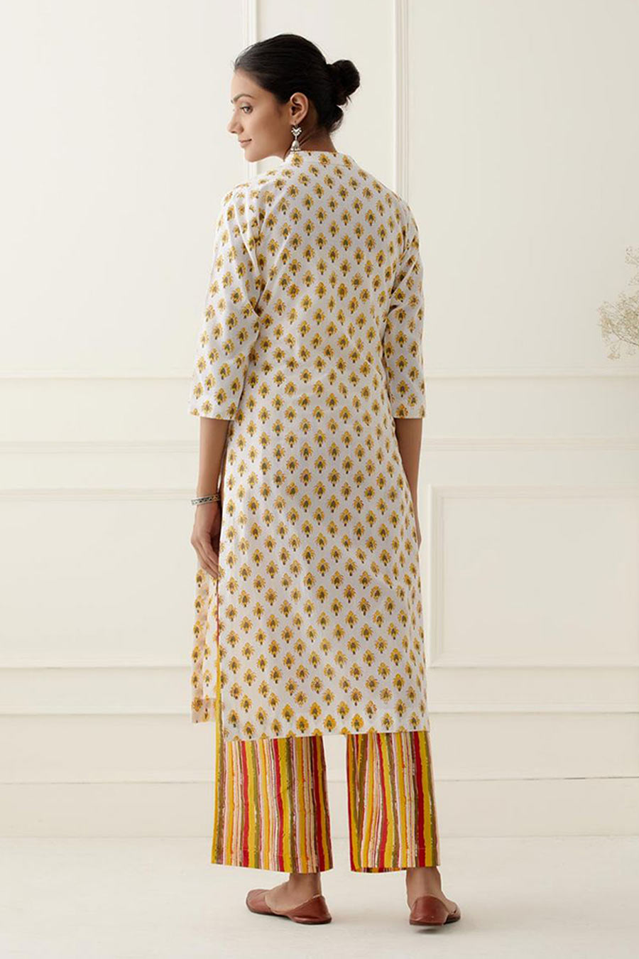 White & Yellow Isla Printed Kurta Set