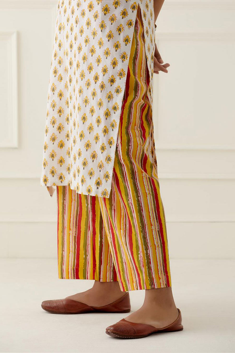 White & Yellow Isla Printed Kurta Set