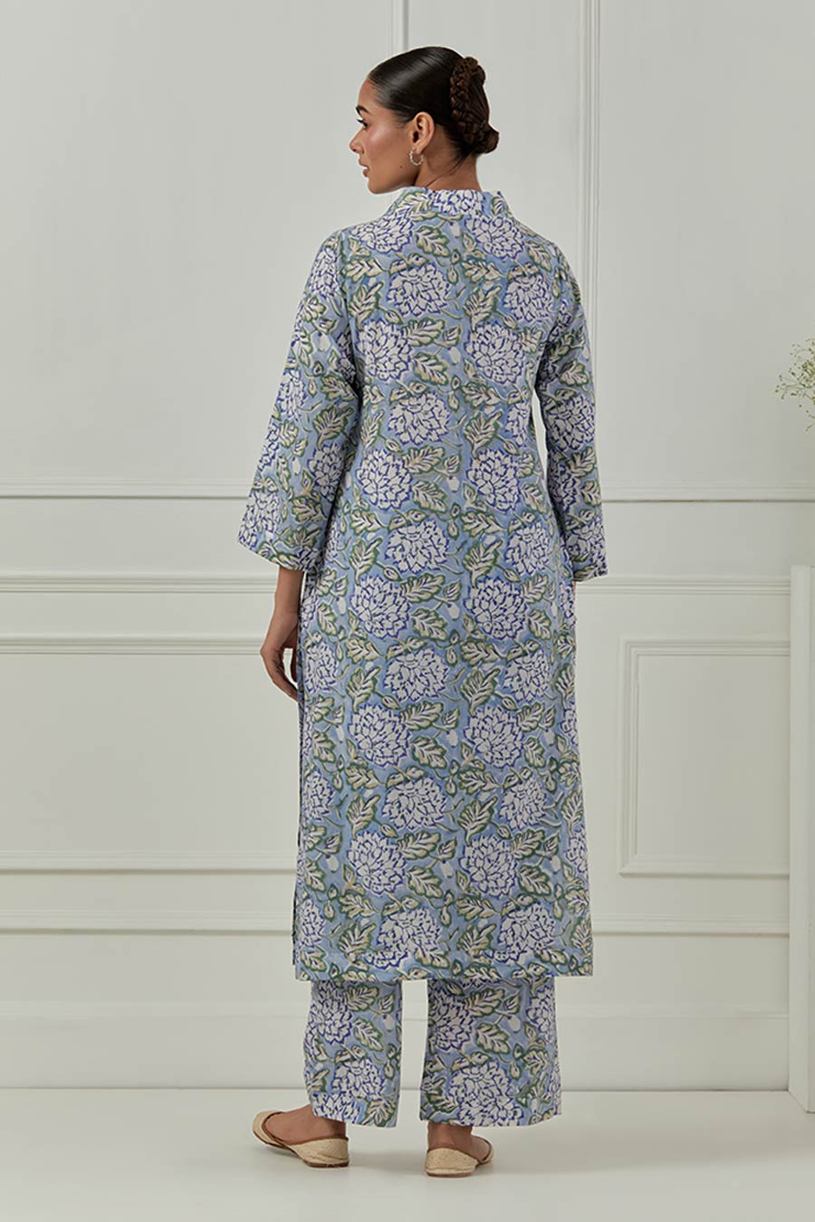 Blue & White Azalea Block Printed Kurta Set