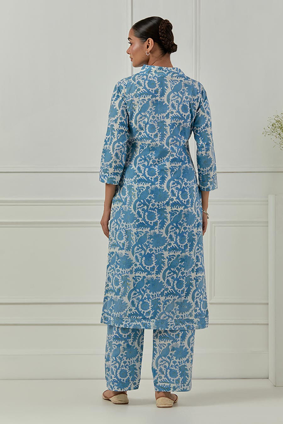 Blue & White Calla Block Printed Kurta Set